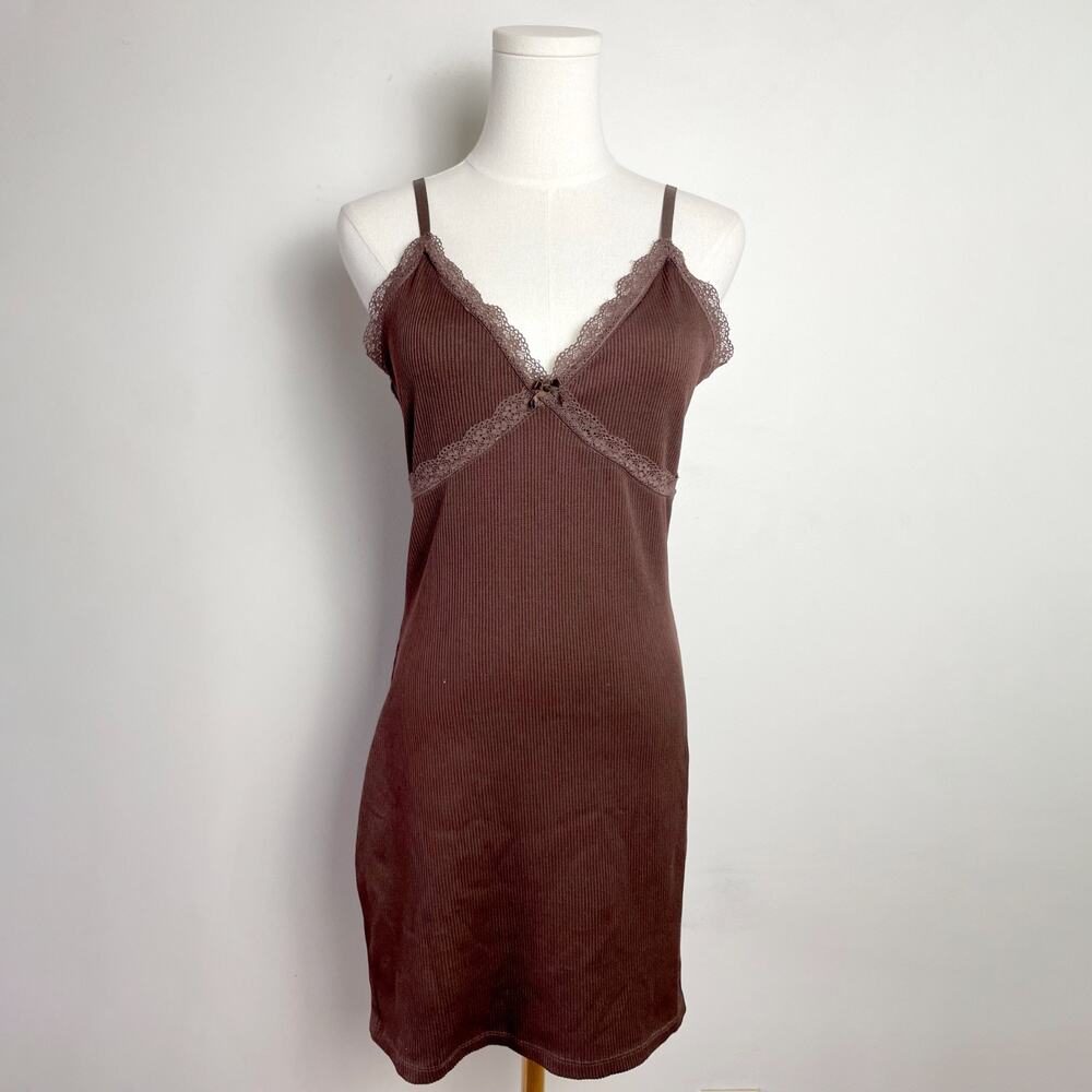 Ribbed Babydoll Dress Medium Lace Coquette Fitted Bella Elana Fairy Grunge Indie